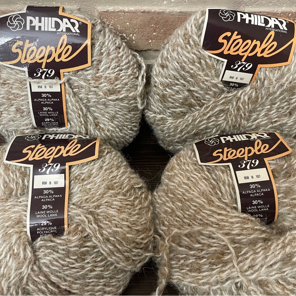 Phildar Yarn Steeple 379 Wool, Alpaca, Acrylic, Polyester 50g 1oz Lot Of 4 Tan